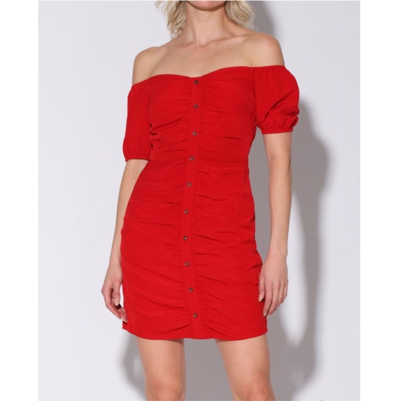 New Walter Baker Odette Ruched Mini Dress - Picture 1 of 3